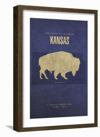 KS State Minimalist Posters-Red Atlas Designs-Framed Giclee Print