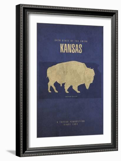 KS State Minimalist Posters-Red Atlas Designs-Framed Giclee Print