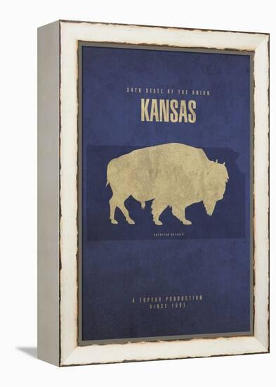 KS State Minimalist Posters-Red Atlas Designs-Framed Premier Image Canvas