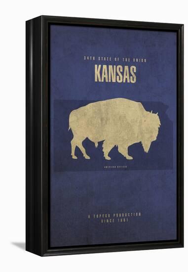 KS State Minimalist Posters-Red Atlas Designs-Framed Premier Image Canvas