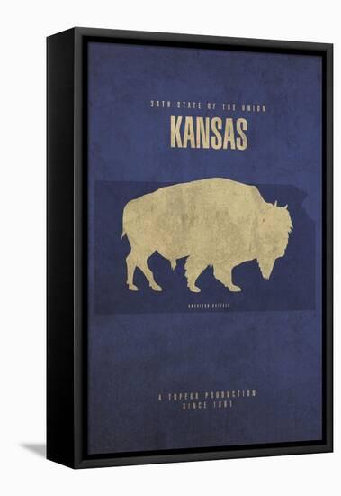 KS State Minimalist Posters-Red Atlas Designs-Framed Premier Image Canvas