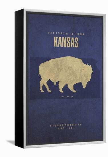 KS State Minimalist Posters-Red Atlas Designs-Framed Premier Image Canvas