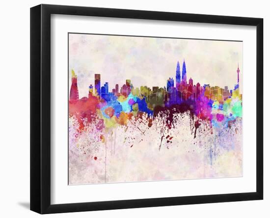 Kuala Lumpur Skyline in Watercolor Background-paulrommer-Framed Art Print