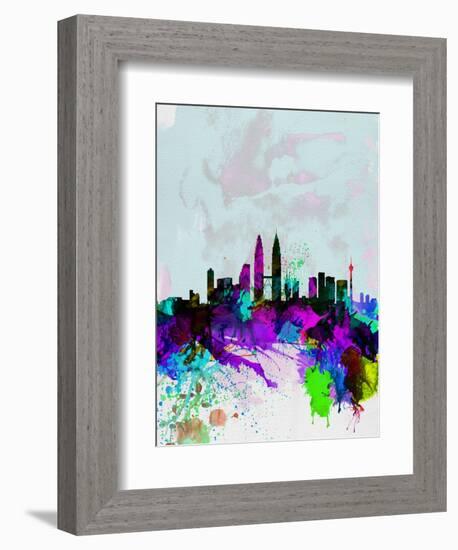 Kuala Lumpur Watercolor Skyline-NaxArt-Framed Premium Giclee Print