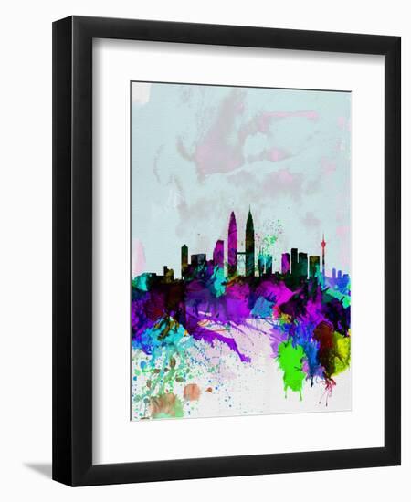 Kuala Lumpur Watercolor Skyline-NaxArt-Framed Premium Giclee Print