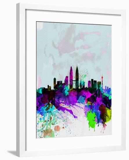 Kuala Lumpur Watercolor Skyline-NaxArt-Framed Art Print