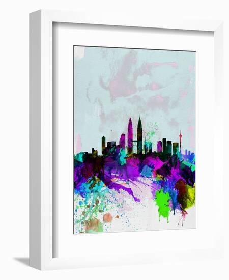 Kuala Lumpur Watercolor Skyline-NaxArt-Framed Art Print