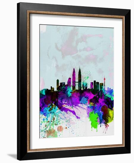 Kuala Lumpur Watercolor Skyline-NaxArt-Framed Art Print