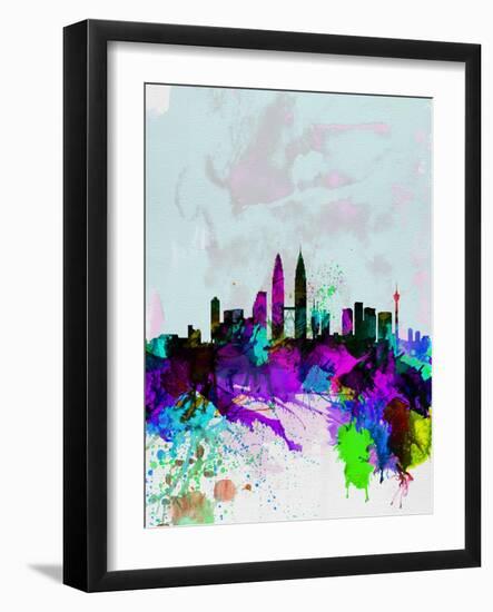 Kuala Lumpur Watercolor Skyline-NaxArt-Framed Art Print