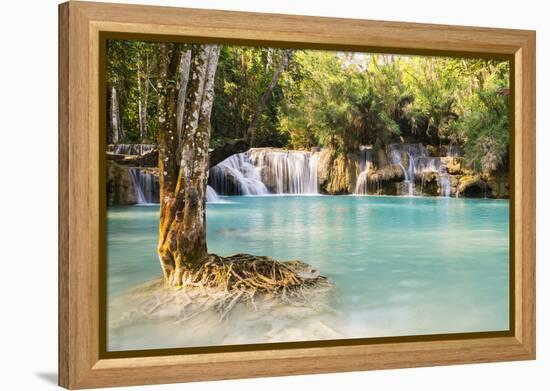 Kuang Si Waterfalls, Luang Prabang Area, Laos, Indochina, Southeast Asia, Asia-Jordan Banks-Framed Premier Image Canvas