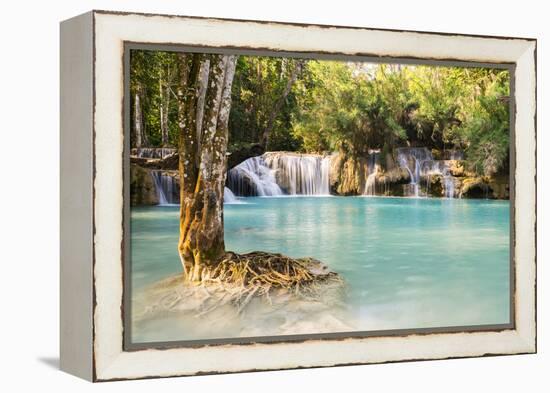 Kuang Si Waterfalls, Luang Prabang Area, Laos, Indochina, Southeast Asia, Asia-Jordan Banks-Framed Premier Image Canvas