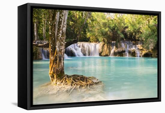 Kuang Si Waterfalls, Luang Prabang Area, Laos, Indochina, Southeast Asia, Asia-Jordan Banks-Framed Premier Image Canvas