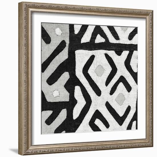 Kuba Cloth I Square I BW-Wild Apple Portfolio-Framed Art Print