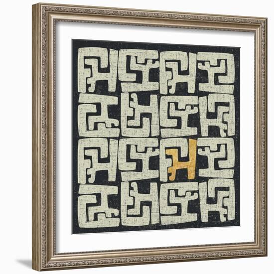 Kuba Play II Gold-Cheryl Warrick-Framed Art Print