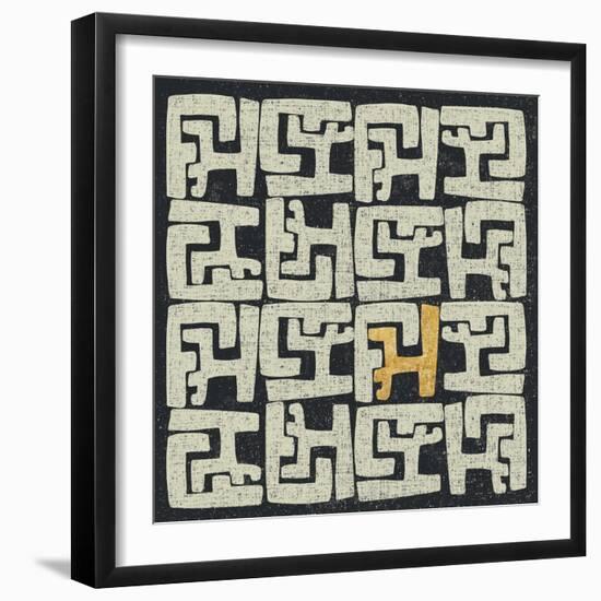 Kuba Play II Gold-Cheryl Warrick-Framed Art Print