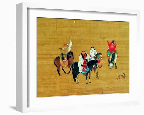 Kublai Khan (1214-94) Hunting, Yuan Dynasty-Liu Kuan-tao-Framed Giclee Print