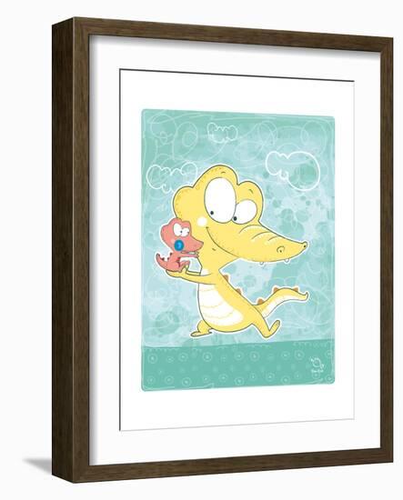 Kuchi-koo-Blue Fish-Framed Art Print