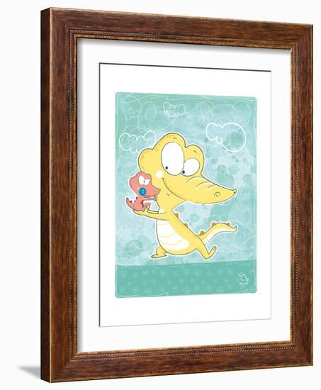 Kuchi-koo-Blue Fish-Framed Art Print