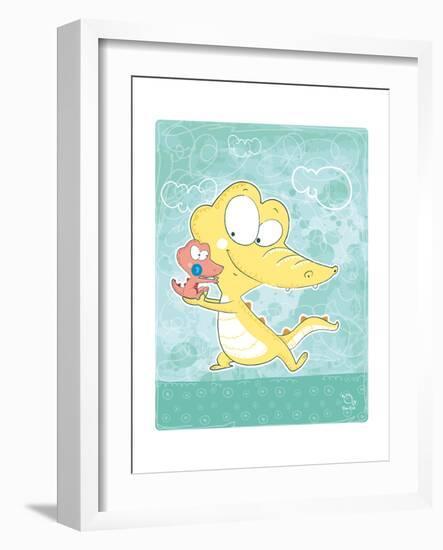 Kuchi-koo-Blue Fish-Framed Art Print