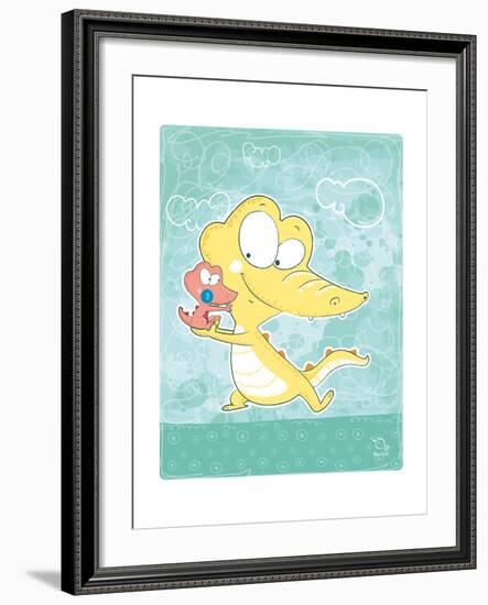 Kuchi-koo-Blue Fish-Framed Art Print