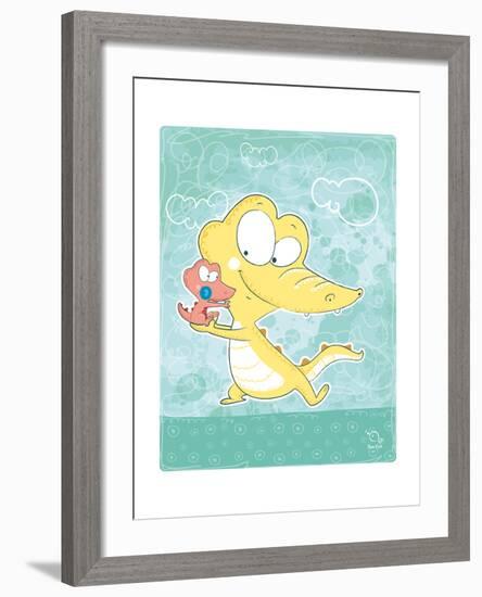 Kuchi-koo-Blue Fish-Framed Art Print