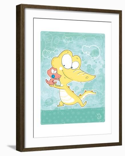 Kuchi-koo-Blue Fish-Framed Art Print