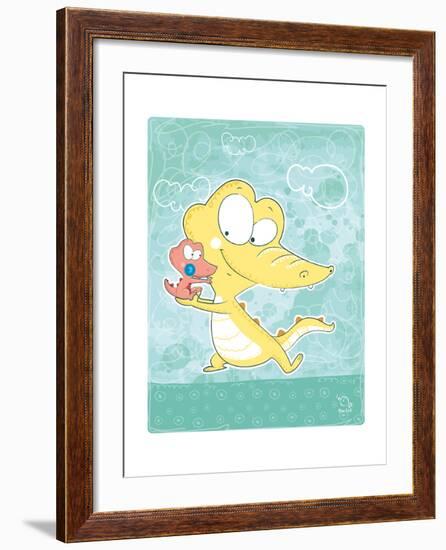 Kuchi-koo-Blue Fish-Framed Art Print