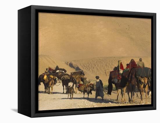 Kuchie Nomad Camel Train, Between Chakhcharan and Jam, Afghanistan, Asia-Jane Sweeney-Framed Premier Image Canvas