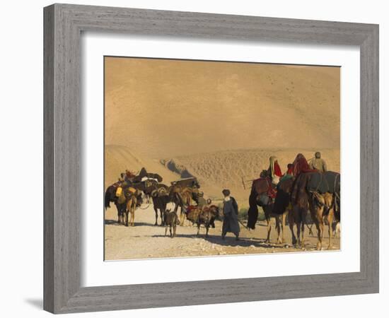 Kuchie Nomad Camel Train, Between Chakhcharan and Jam, Afghanistan, Asia-Jane Sweeney-Framed Photographic Print