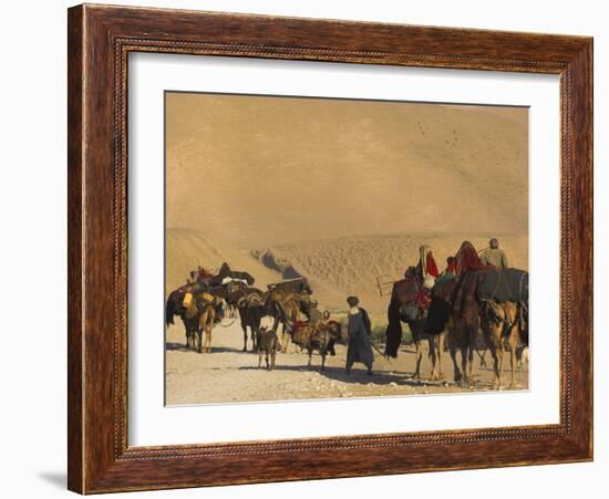 Kuchie Nomad Camel Train, Between Chakhcharan and Jam, Afghanistan, Asia-Jane Sweeney-Framed Photographic Print