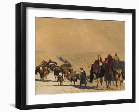 Kuchie Nomad Camel Train, Between Chakhcharan and Jam, Afghanistan, Asia-Jane Sweeney-Framed Photographic Print