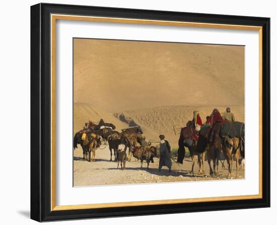 Kuchie Nomad Camel Train, Between Chakhcharan and Jam, Afghanistan, Asia-Jane Sweeney-Framed Photographic Print