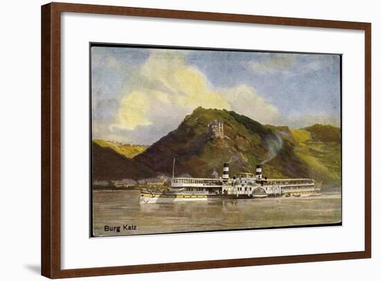 Künstler Binnenschiffe Rhein, Burg Katz,Rheindampfer-null-Framed Giclee Print