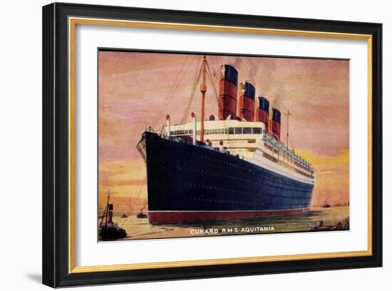 Künstler Cunard Line, R.M.S Aquitania Arriving-null-Framed Giclee Print