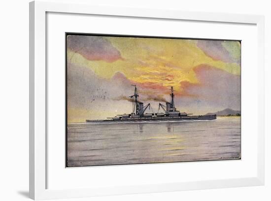 Künstler Dehlwein, S.M.S. König Albert, Kriegsschiff-null-Framed Giclee Print