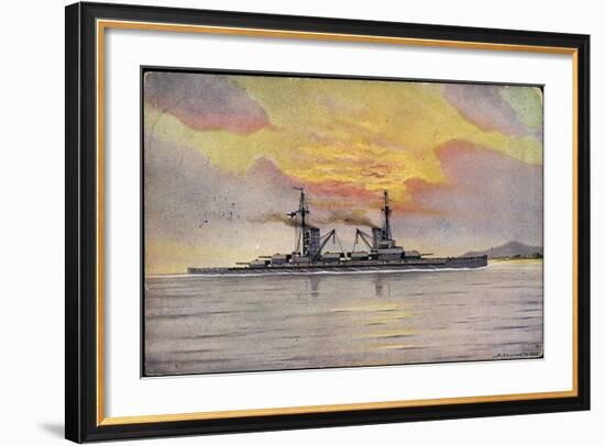 Künstler Dehlwein, S.M.S. König Albert, Kriegsschiff-null-Framed Giclee Print