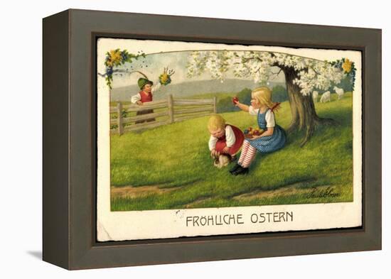 Künstler Ebner P., Glückwunsch Ostern, Kinder, Eier-null-Framed Premier Image Canvas