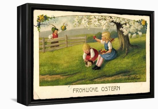 Künstler Ebner P., Glückwunsch Ostern, Kinder, Eier-null-Framed Premier Image Canvas