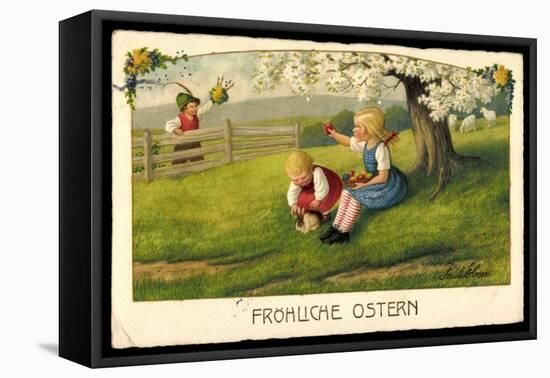 Künstler Ebner P., Glückwunsch Ostern, Kinder, Eier-null-Framed Premier Image Canvas