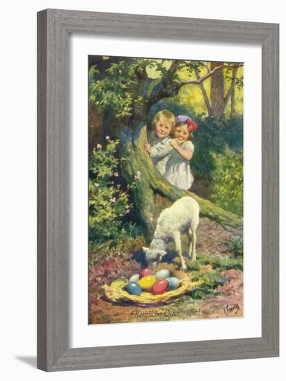 Künstler Feiertag,K., Ostergrüße, Lamm, Eier, Bkwi-null-Framed Giclee Print