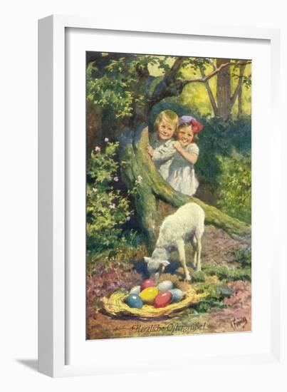 Künstler Feiertag,K., Ostergrüße, Lamm, Eier, Bkwi-null-Framed Giclee Print