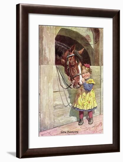 Künstler Feiertag, Karl, Stille Zuneigung, Kleindkind, Pferd, Stall-null-Framed Giclee Print
