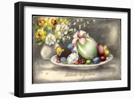 Künstler Frohe Ostern, Ostereierschale, Küken-null-Framed Giclee Print