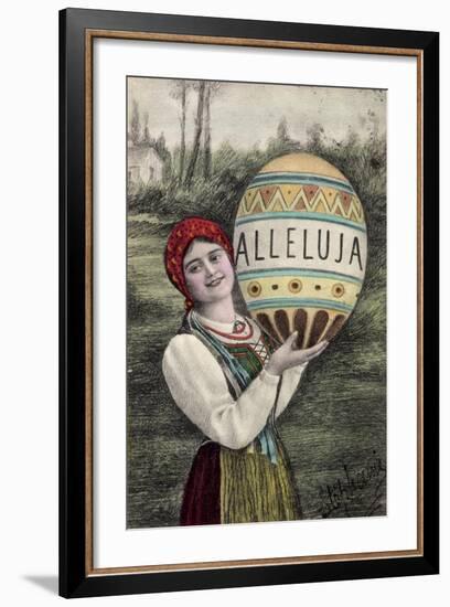 Künstler Glückwunsch Ostern, Alleluja, Frau, Tracht-null-Framed Giclee Print