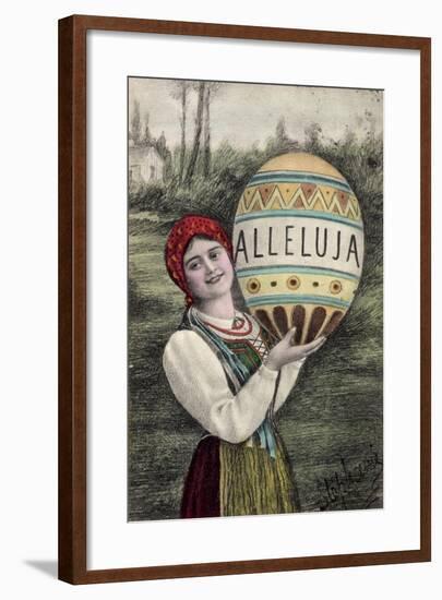 Künstler Glückwunsch Ostern, Alleluja, Frau, Tracht-null-Framed Giclee Print