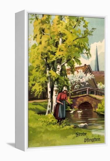 Künstler Glückwunsch Pfingsten, Frau Am Fluss, Kirche-null-Framed Premier Image Canvas