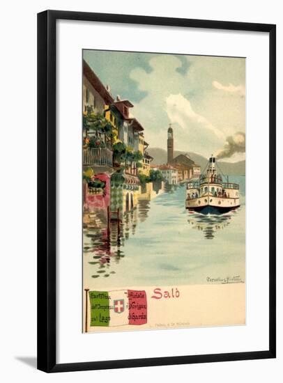 Künstler Hintner C., Salò Lombardia, Dampfer, Kirche-null-Framed Giclee Print