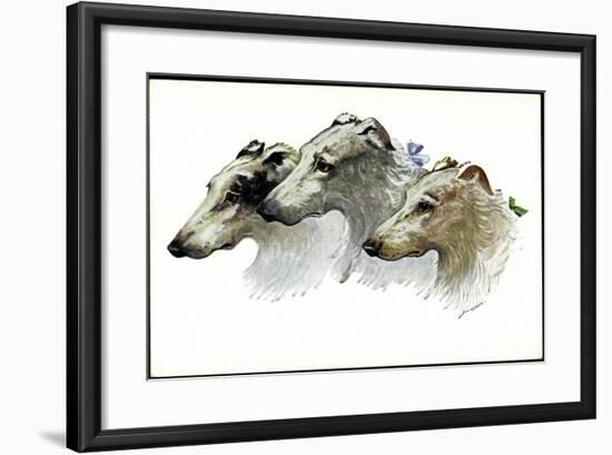 Künstler Jos. Gaber, Drei Windhunde, Schnauzen, Schleifen-null-Framed Giclee Print