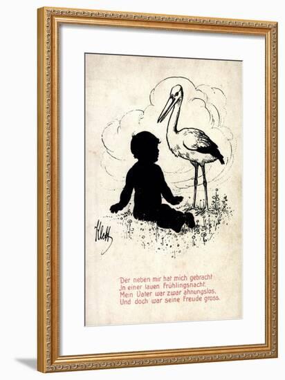 Künstler Klett, Storch Bringt Kind, Frühlingsnacht, Vater Ahnungslos-null-Framed Giclee Print