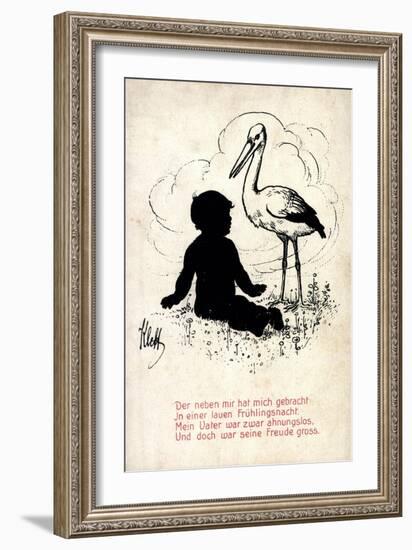 Künstler Klett, Storch Bringt Kind, Frühlingsnacht, Vater Ahnungslos-null-Framed Giclee Print